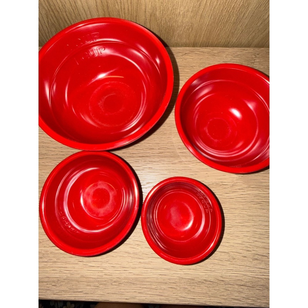 Sur La Table Red Melamine Nesting Prep Bowls Set of 4 Measuring Bowls - Picture 4 of 5